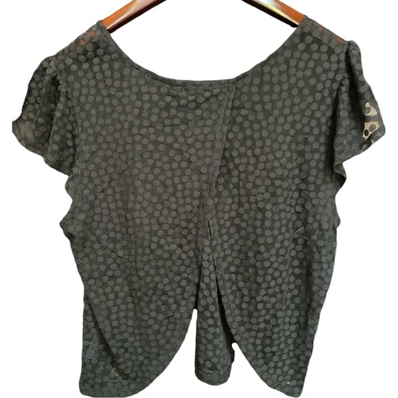 ⚡️ Forever 21 Black Polka Dot Sheer Top Blouse ~ Size  M ⚡️ - Picture 2 of 5